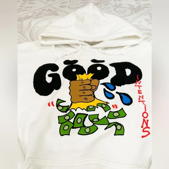 FashionNova Good Money Hoodie White Large